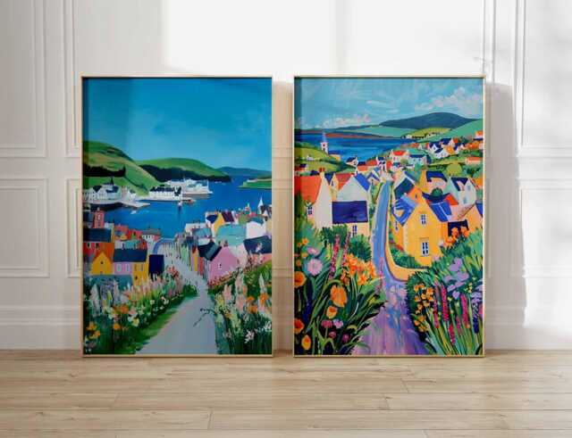 Dingle Poster Set Of 2, Ireland Travel Print, Vintage UK Coastal Wall Art, Retro Seaside Poster, Scenic Kerry Landscape Artwork - image 1