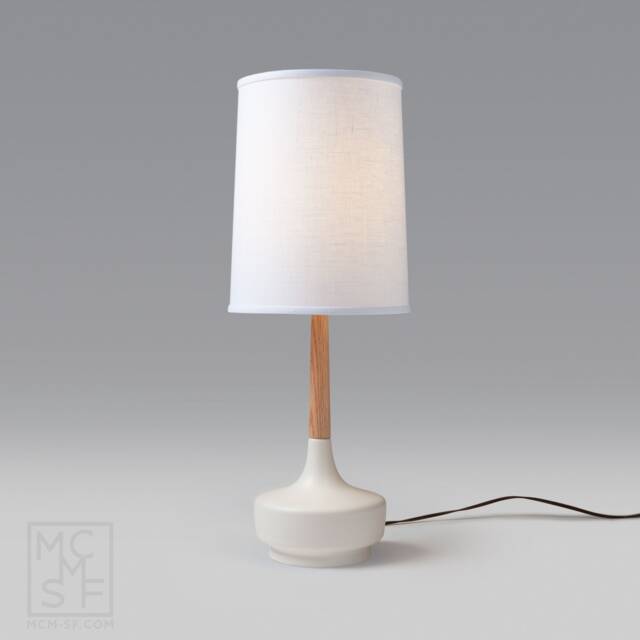 Mid Century Table Lamp Ceramic & Oak Brooke - Palm Springs - image 1