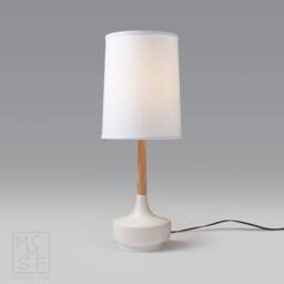 Mid Century Table Lamp Ceramic & Oak Brooke - Palm Springs