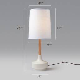 Mid Century Table Lamp Ceramic & Oak Brooke - Palm Springs - thumbnail 2