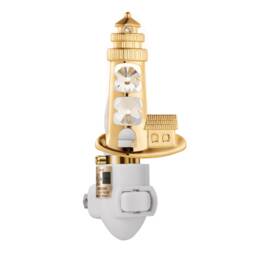 24K Gold Plated Lighthouse Handcrafted Luxury Night Light Decorated Swarovski Crystals Bedroom Bathroom Kids Room Kitchen Gift Premium Decor