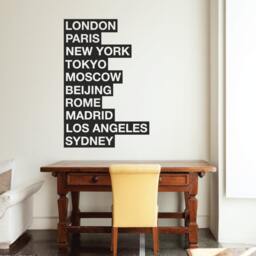10 Cities Of The World Wall Sticker - London Stickers New York Decals Paris - thumbnail 1
