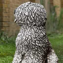Garden English Sheepdog Statue Concrete Old Dog Sculpture Stone Shaggy Decoration Outdoor Pet Ornament Pel Lover Gift Memorial Decor - thumbnail 3