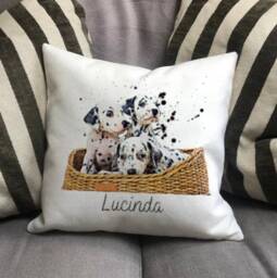 Personalised Dalmatian Dog Country Canvas Cushion - Customised Owner & Lover Linen Puppy Cover With Inner Filler - thumbnail 3