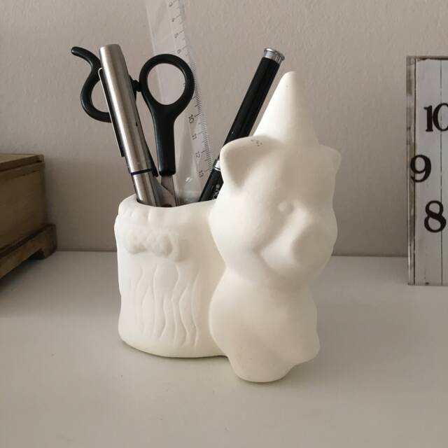 Ceramic Piggy Pencil Holder, Ready For Paint, Bisque, Unpainted Statues, Desk Organizer, Home Decor, Pig Pen Diy Projects - image 1