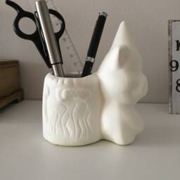 Ceramic Piggy Pencil Holder, Ready For Paint, Bisque, Unpainted Statues, Desk Organizer, Home Decor, Pig Pen Diy Projects - thumbnail 2