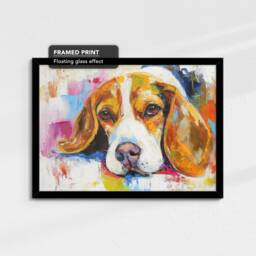 Bright Colorful Beagle Dog Pet Art Abstract Oil Painting Framed Poster Print & Canvas Wall Living Home Decor Interior Gift - thumbnail 2