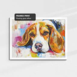 Bright Colorful Beagle Dog Pet Art Abstract Oil Painting Framed Poster Print & Canvas Wall Living Home Decor Interior Gift - thumbnail 3