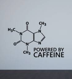 Powered By Caffeine Wall Decal Coffee Poster Office Decor Molecule Sign Quote Vinyl Sticker Business Art 8-94 - thumbnail 1