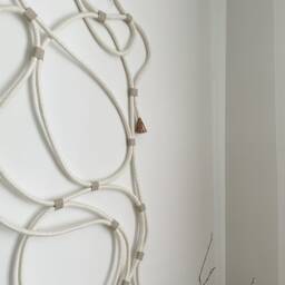 Modern Rope Wall Art - Japandi Style Wabi Sabi Decor Handmade Textile Hanging Neutral Minimalist Home - thumbnail 3