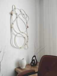 Modern Rope Wall Art - Japandi Style Wabi Sabi Decor Handmade Textile Hanging Neutral Minimalist Home