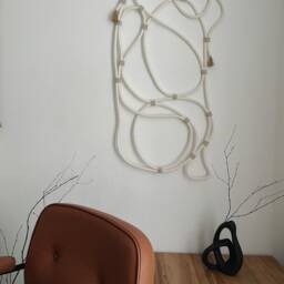 Modern Rope Wall Art - Japandi Style Wabi Sabi Decor Handmade Textile Hanging Neutral Minimalist Home - thumbnail 2