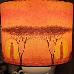 Handmade Africa Elephant Lampshade Orange Sunset Decoupage Night Light - thumbnail 2