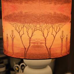 Handmade Africa Elephant Lampshade Orange Sunset Decoupage Night Light - thumbnail 3