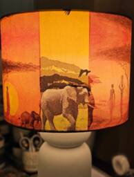 Handmade Africa Elephant Lampshade Orange Sunset Decoupage Night Light - thumbnail 1