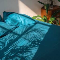Teal Linen Bedding Set, Duvet Cover & Pillowcases, Us/ European/ Custom Sizes - thumbnail 2
