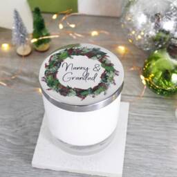 Grandparents Christmas Wreath Scented Candle - Gift For Nanna Gran - thumbnail 1