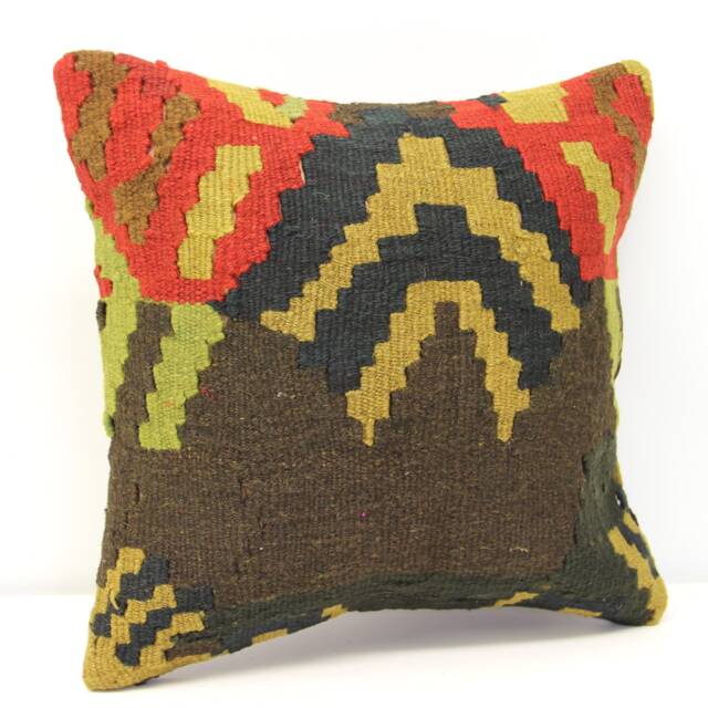 Handmade Kilim Pillow Cover, 16x16 Boho Retro Home Decor - image 1