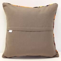 Handmade Kilim Pillow Cover, 16x16 Boho Retro Home Decor - thumbnail 4