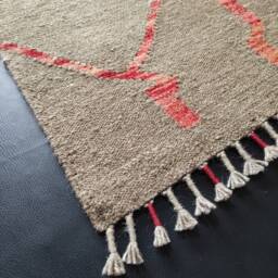Natural Abstract Runner, Handmade Artisan Afghan Turkish Aztec Sheep Wool Flatweave Kilim Runner Rug 206x69 cm - thumbnail 2