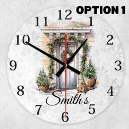 Personalized Christmas Door Glass Clock - Holiday Home Decor - thumbnail 2