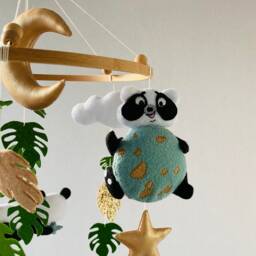 Baby Mobile Boy, Pandas Baby Mobile, Ceiling Felt Nursery , Crib Girl, Tropical Newborn Shower Gift - thumbnail 3