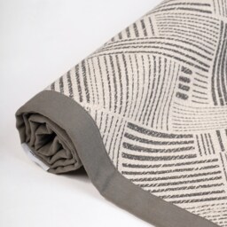 Grey Cotton Rug, Stripe Print, Mid Century Modern, Sizes Available