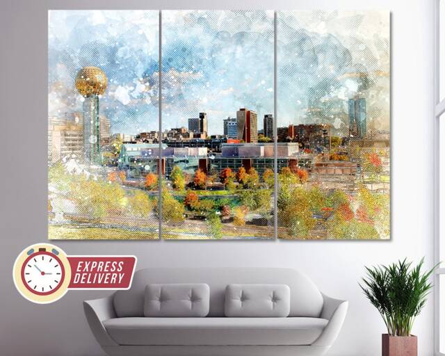 Knoxville Skyline Canvas Art, Print, Wall Photo, Tennessee Canvas, Art - image 1