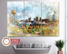 Knoxville Skyline Canvas Art, Print, Wall Photo, Tennessee Canvas, Art - thumbnail 1
