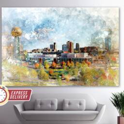 Knoxville Skyline Canvas Art, Print, Wall Photo, Tennessee Canvas, Art - thumbnail 3
