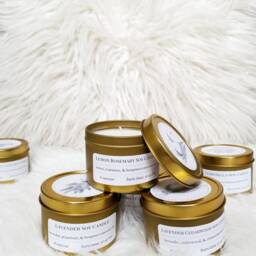 Lemon Rosemary Soy Candle, Vegan Detox Travel Essential Oil Housewarming Gift, Aromatherapy Gift - thumbnail 3