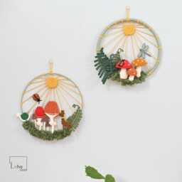 Macrame Mushroom Ring Wall Hanging Forest Theme Nursery Decor - thumbnail 1