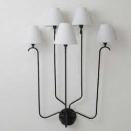 Wall Light Contemporary Matte Black Multi Fixture, Artistic Minimalist Lamp With Elegant White Shades, Modern Nordic Interior Lighting - thumbnail 2