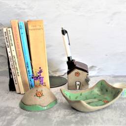 Ceramic Office D??cor, Boss Gift, Home Sculpture, Ornament, Whimsical Table Decoration, Set Of 3, Gift From - thumbnail 2