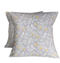 "2 X Fryetts Birdsong Grey Gold Cushion Covers 16"" 18"" 20"" 22" - thumbnail 1