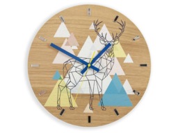 Large Wood Wall Clock, Oak, 13, 19Inch, Gift, Unique Wall Geometric Modern Silent, Decor