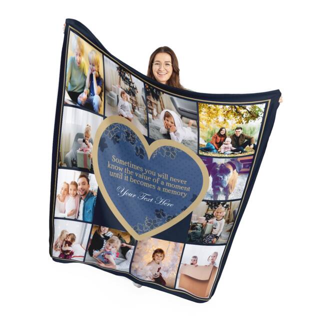 Personalised Photo Blanket - Navy Memorial Fleece Extra Large Gift - image 1