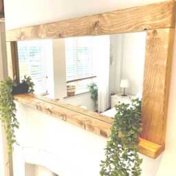 Rustic Solid Wooden Mirrror With A Feature Shelf Perfect For Bathroom Available in Many Wax Shades & Sizes To Suit Any Room - thumbnail 3
