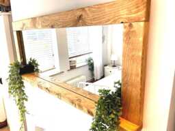 Rustic Solid Wooden Mirrror With A Feature Shelf Perfect For Bathroom Available in Many Wax Shades & Sizes To Suit Any Room - thumbnail 1