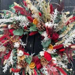 Dried Flower Christmas Wreath, Luxury Winter Design. A Dried Floral Festive Door Wreath, Decoration To Keep Or Gift. Not A Kit - thumbnail 3