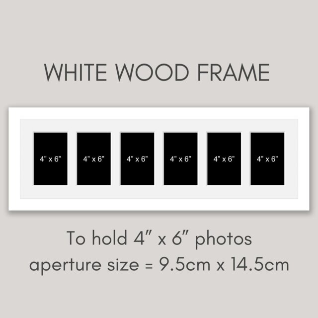 Multi Photo Picture Frame - White Wood, Holds Six 6x4 Photos - image 1