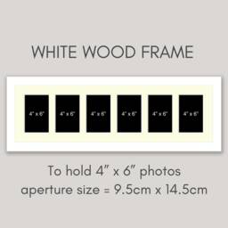 Multi Photo Picture Frame - White Wood, Holds Six 6x4 Photos - thumbnail 2