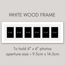 Multi Photo Picture Frame - White Wood, Holds Six 6x4 Photos - thumbnail 1
