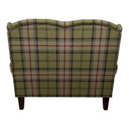Wing Back Queen Anne Cottage 2 Seat Sofa -Balmoral Hunter Tartan Fabric - thumbnail 3