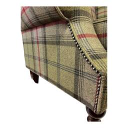 Wing Back Queen Anne Cottage 2 Seat Sofa -Balmoral Hunter Tartan Fabric - thumbnail 4