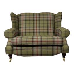 Wing Back Queen Anne Cottage 2 Seat Sofa -Balmoral Hunter Tartan Fabric