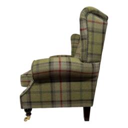 Wing Back Queen Anne Cottage 2 Seat Sofa -Balmoral Hunter Tartan Fabric - thumbnail 2