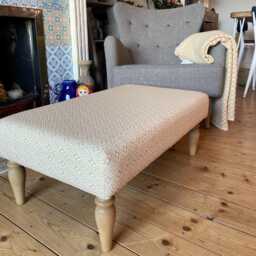Laura Ashley Upholstered Ottoman -Handmade Coffee Table - Flat Top Padded Stool