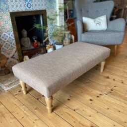 Laura Ashley Upholstered Ottoman -Handmade Coffee Table - Flat Top Padded Stool - thumbnail 2