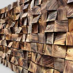 Handmade Wood Wall Art - Geometric Sound Diffuser Reclaimed Sculpture - thumbnail 3